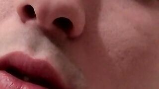 Inked handsome guy loves to touch himself while smoking