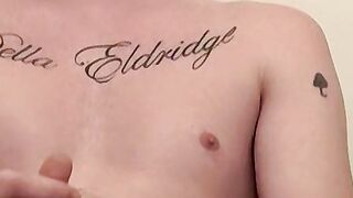 Inked handsome guy loves to touch himself while smoking Hoe 2