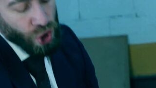 Businessman Dani Rivera blindfolded sucked dildo and fucked