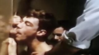 One of a kind gay person takes turn sucking enormous furry dicks