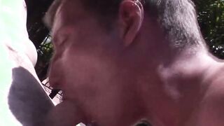 Handsome twink deepthroats throbbing cocks in kinky threeway