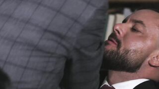 Foursome gay anal sex in suits at real estate