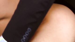 CEO wears a suit and tie and fucks a buff guy in a jacuzzi