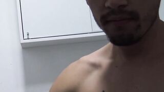Straight jock jerks off his rock hard cock during POV fuck