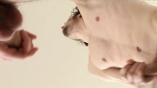 Dean loves watching himself pumping cum on the mirror