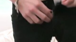 Amateur gay shows off his cock and jerks off passionately