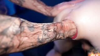 Inked stud Punchboy asshole gaped and hand fisted by Drew Sebastian