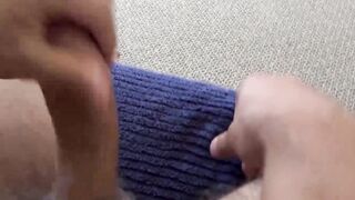Nerdy young naked majn masturbates hard before cumming
