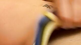 Amateur twink Beau Marcus jerks off and cums in his undies