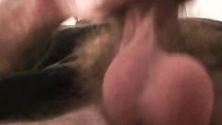 Hairy amateur jerks off and cums naked after an interview