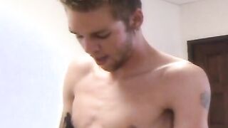 Chick gets pounded while amateur guy jerks off his big dick