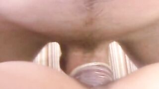 Chick gets pounded while amateur guy jerks off his big dick