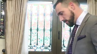Classy gay man doggystyle fucked by man in suit Darius Ferdynand