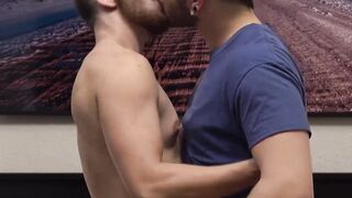 Huge cocked Tyler lets sexy trans boy swallow his huge dick