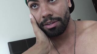 Kinky Latino deepthroats throbbing dick while jerking off