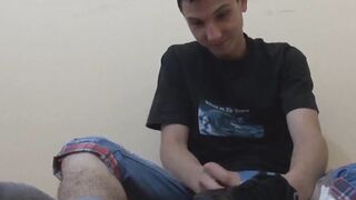 Eryk the big cock licks his toes while jerking thick solo