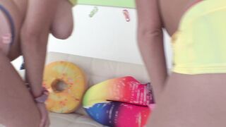SWALLOWED Skyler and Rissa spit swap on a dick