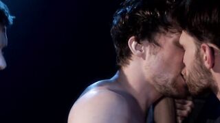 Bound homo mouth and ass fucked hard and raw by two deviants