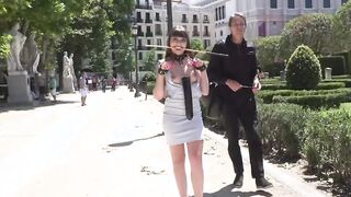 Bound babe disgraced in public