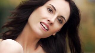 Sabrina a slim beauty strips to tease by herself outside