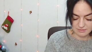Brunette amateur babe in sweater chats on webcam show