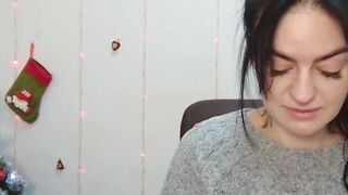 Brunette amateur babe in sweater chats on webcam show