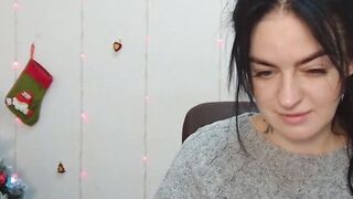 Brunette amateur babe in sweater chats on webcam show