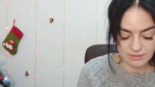 Brunette amateur babe in sweater chats on webcam show