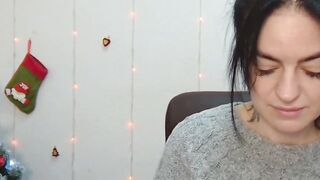 Brunette amateur babe in sweater chats on webcam show