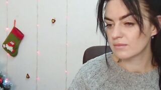 Brunette amateur babe in sweater chats on webcam show