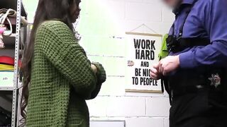 Asian milf tries to throat mall cops dick