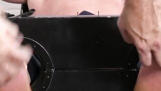 Bound muscular dude tickled and tormented by deviant master