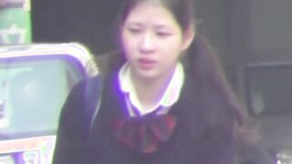 Delectable Japanese babe is peeing outside during day time