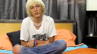Young gay Ryan Morrison jerking off big dick cumshot