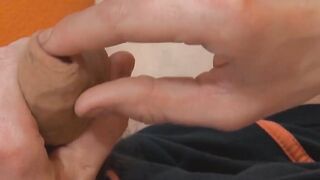 Youthful twink passionatly plays with his fat enormous dick