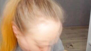 Cock Hungry Blonde Babe Deep Sucking Dick