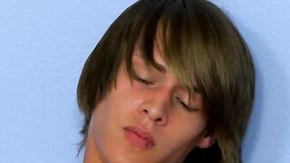 Adorable little twinky buckling down on making his dick cum