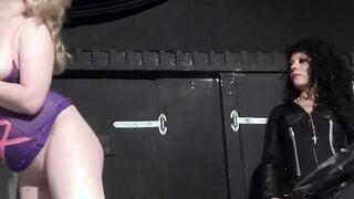 Bitchy brunette played busty lesbian pussy and dildo fuck