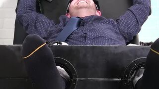 Bound and blindfolded hunk Sean Holmes endures feet tickling
