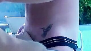 Chilling and smoking twinks engage to outdoor bareback fuck