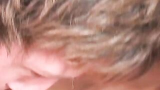 Young babe rides BBC while sucking big fat cock in threesome
