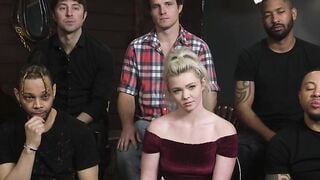 Cheating blonde gets five dicks
