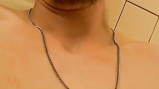 Straight alt dude is stroking his cock while showering