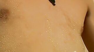 Straight alt dude is stroking his cock while showering