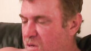 Hairy old amateur jerks off and shoots a load on his belly