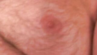 Hairy old amateur jerks off and shoots a load on his belly