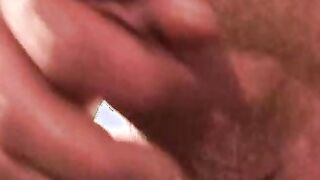 Hairy old amateur jerks off and shoots a load on his belly