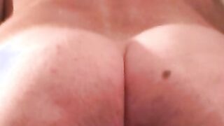 Hairy old amateur jerks off and shoots a load on his belly