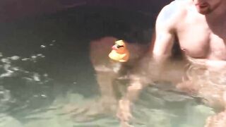 Adorable muscle head jerks off in jacuzzi after obsession ball rub