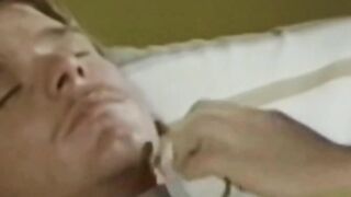 Attractive homo gets BJ prior to spreading legs for crude dick